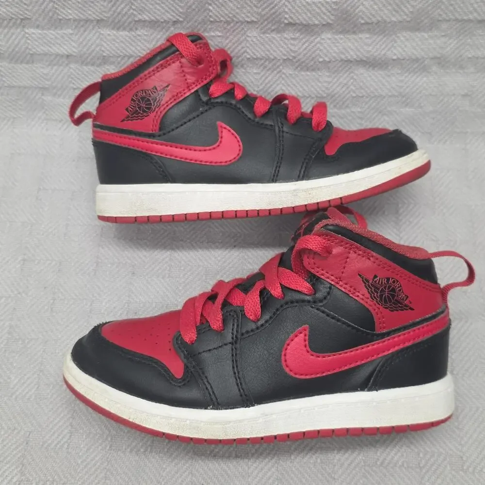Nike Air Jordan 1 Mid Alternate Bred Kids 11C Red DQ8424-060